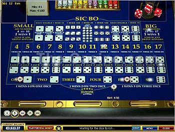 Sic Bo at Europa Casino